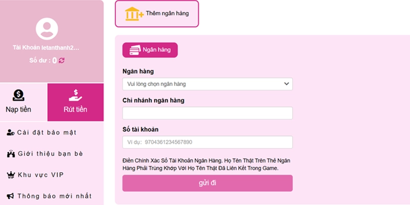 Cách Rút Tiền MMOO Đơn Giản, Minh Bạch Cho Hội Viên Mới 7 Thêm tài khoản ngân hàng chính chủ tại MMOO